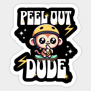 Peel Out Dude Cute Kawaii Monkey on Skateboard Sticker